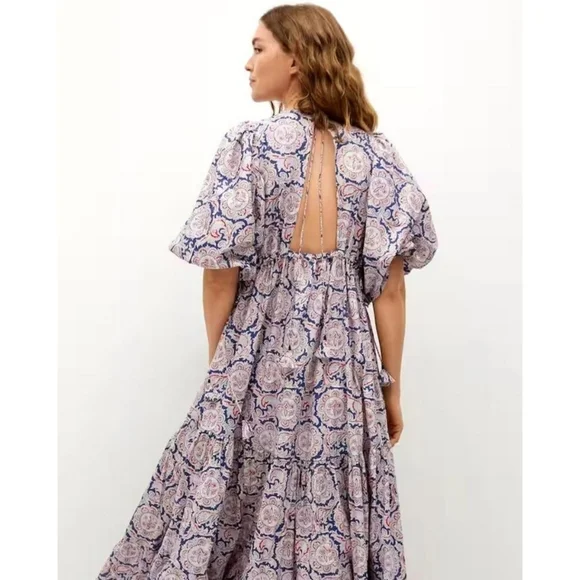 Chufy X MANGO Paisley Printed Tiered Maxi Dress Size 6 Color White Paisley - Picture 5 of 16